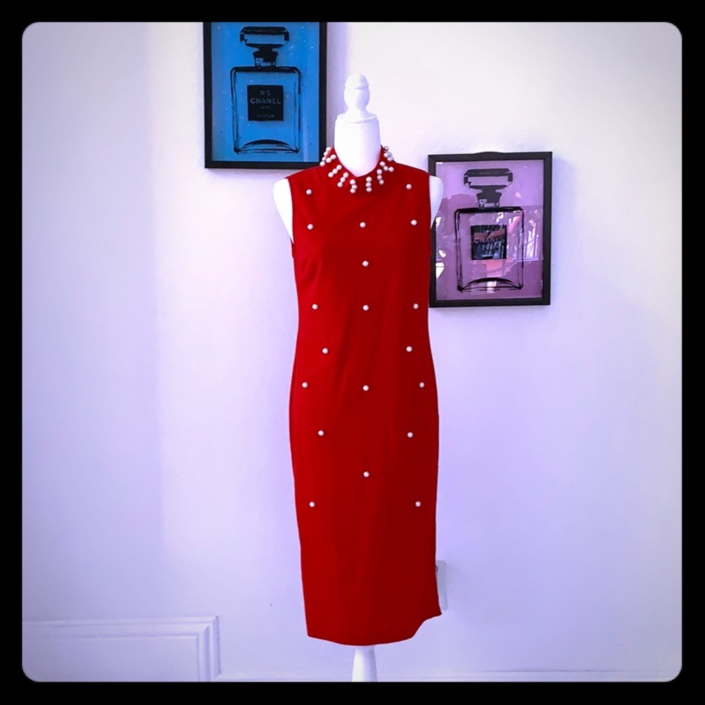 Hot Red pearled dress!!